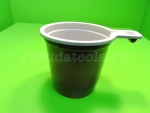 Чашка кофейная 200 мл ПП белая-коричневая  СОЦ  50 шт\уп, 1200 шт/кор.